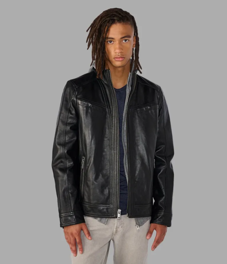Wilsons Leather Sean Black vintage leather racer jacket product view