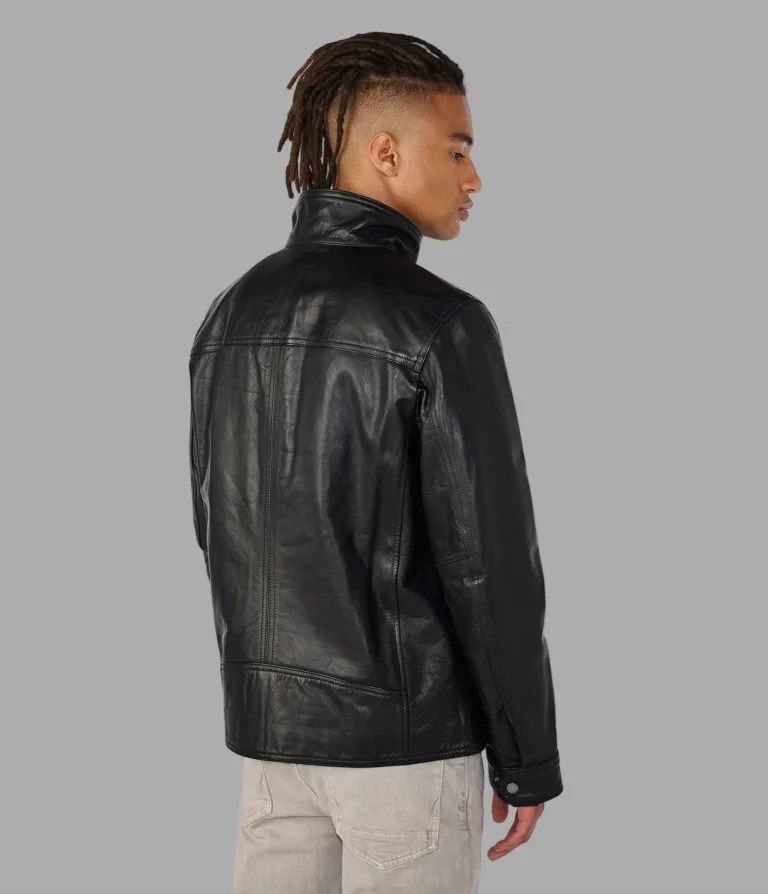 Wilsons Leather Sean Black vintage leather racer jacket alternate view