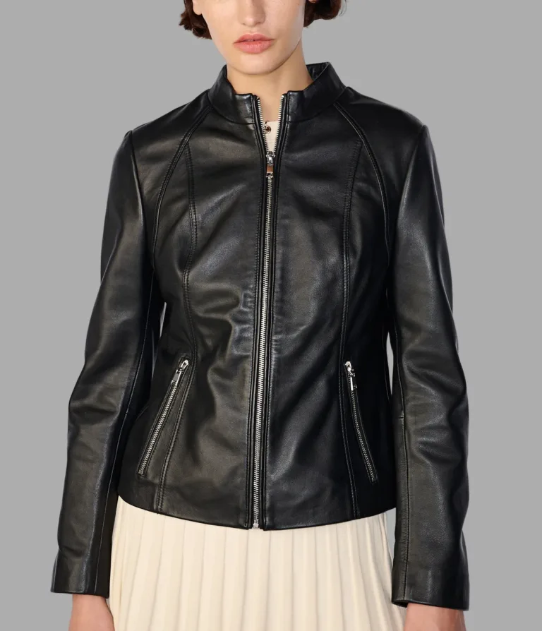 Meg Leather Scuba Jacket in Black, official Wilsons Leather product photo 2