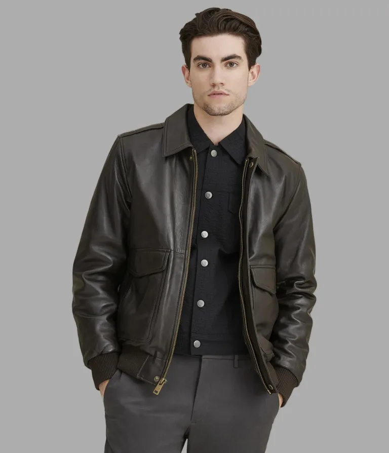 Wilsons Leather Chris Big and Tall Deep Brown bomber jacket product view 1