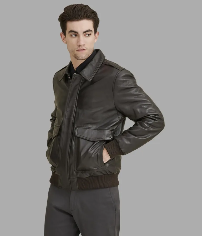 Wilsons Leather Chris Big and Tall Deep Brown bomber jacket product view 2