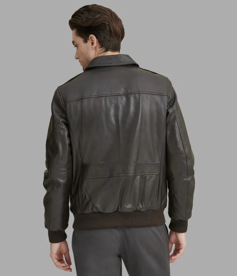 Wilsons Leather Chris Big and Tall Deep Brown bomber jacket product view 3