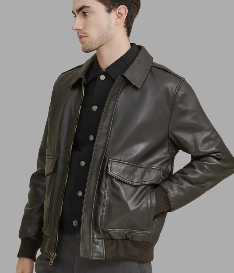 Wilsons Leather Chris Big and Tall Deep Brown bomber jacket product view 4
