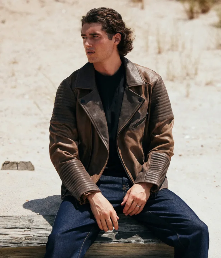 Supplementary gallery image for the Wilsons Leather Dom Cognac moto jacket