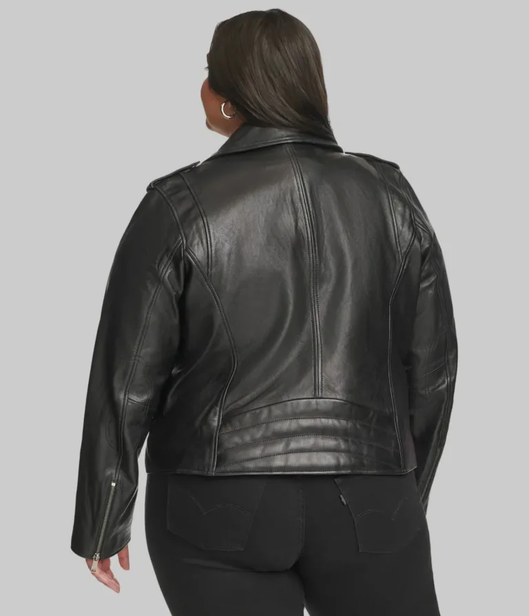 Plus Size Madeline Asymmetrical Leather Jacket in Black, official Wilsons Leather product photo 3