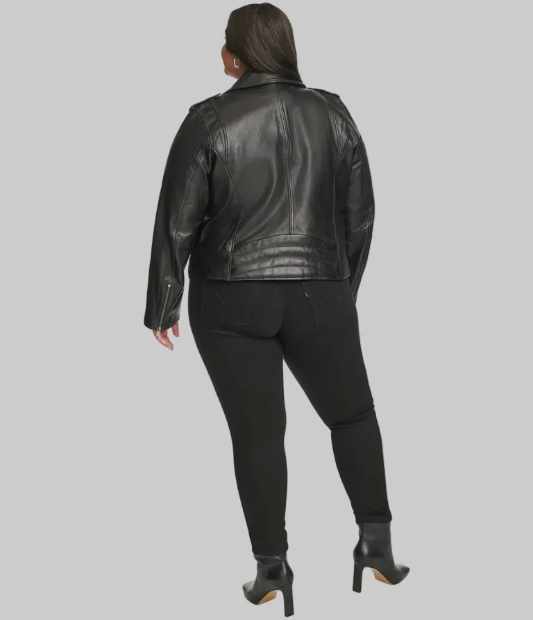 Plus Size Madeline Asymmetrical Leather Jacket in Black, official Wilsons Leather product photo 5