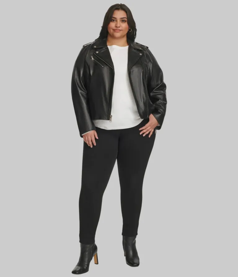 Plus Size Madeline Asymmetrical Leather Jacket in Black, official Wilsons Leather product photo 6