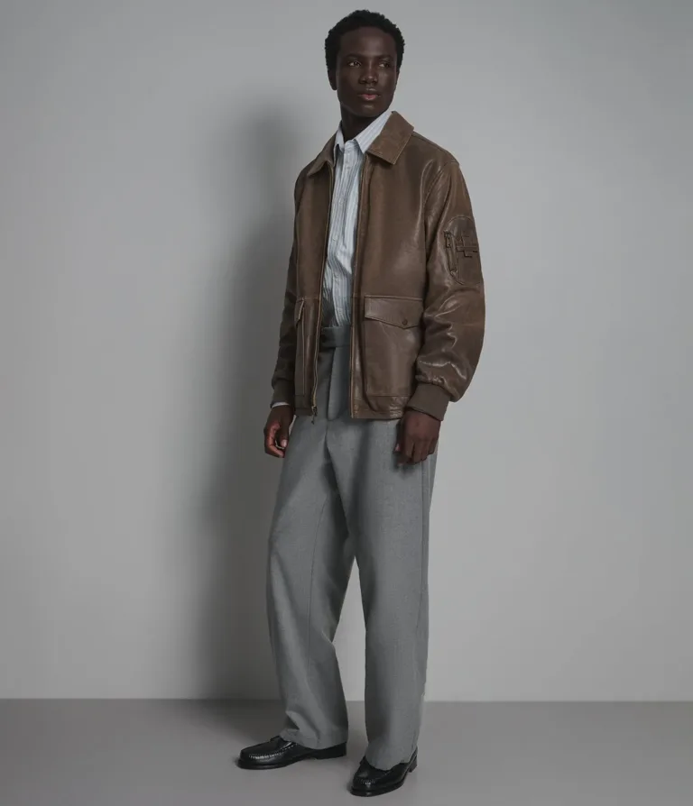 Damian Vintage Bomber in Brown, gallery view 5, image 5 of 6.