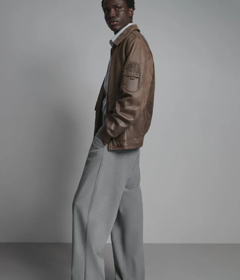 Damian Vintage Bomber in Brown, gallery view 2, image 2 of 6.