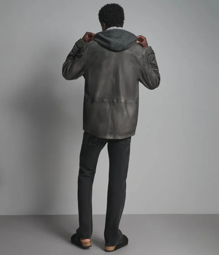Atlas Hooded Vintage Shirt Jacket in charcoal, additional gallery view 3 of 6.