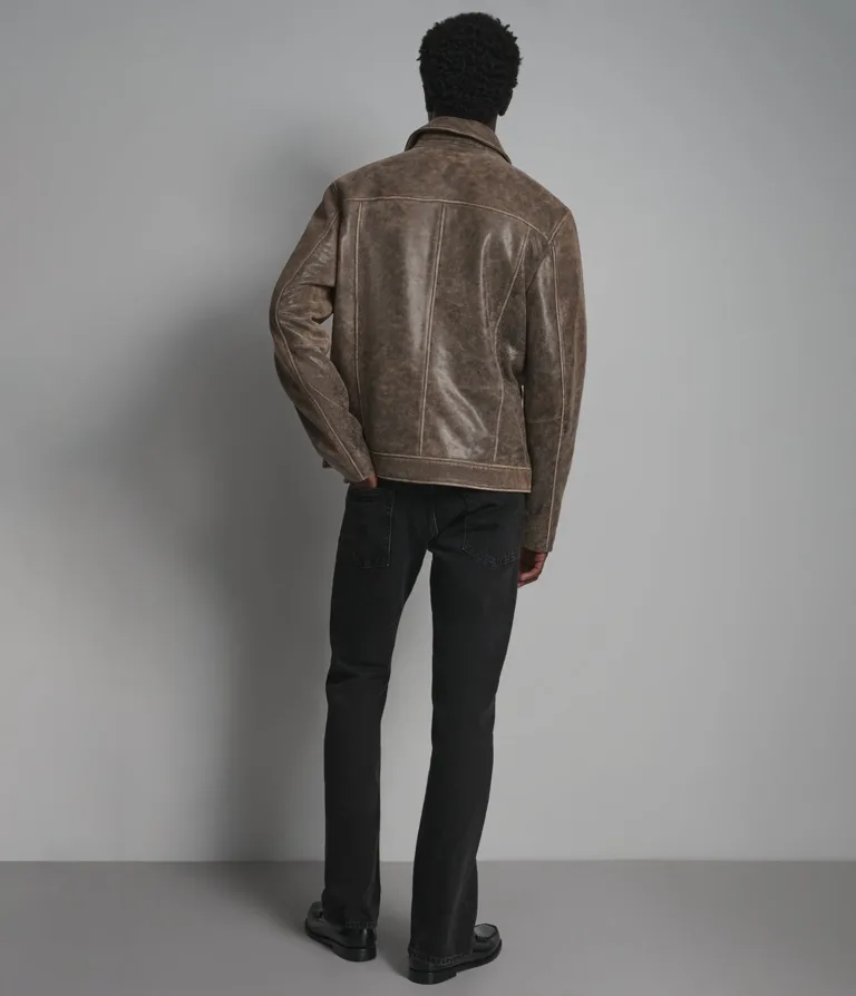 Wilsons Leather Jonah Brown vintage leather shirt jacket product view 3