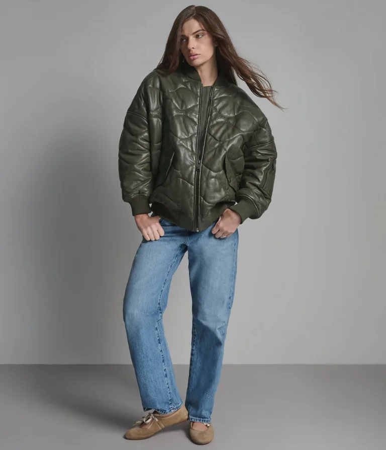 Jenna Quilted Oversized Bomber, official Wilsons Leather product photo 4