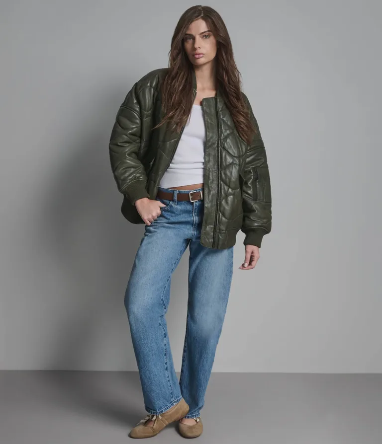 Jenna Quilted Oversized Bomber, official Wilsons Leather product photo 1