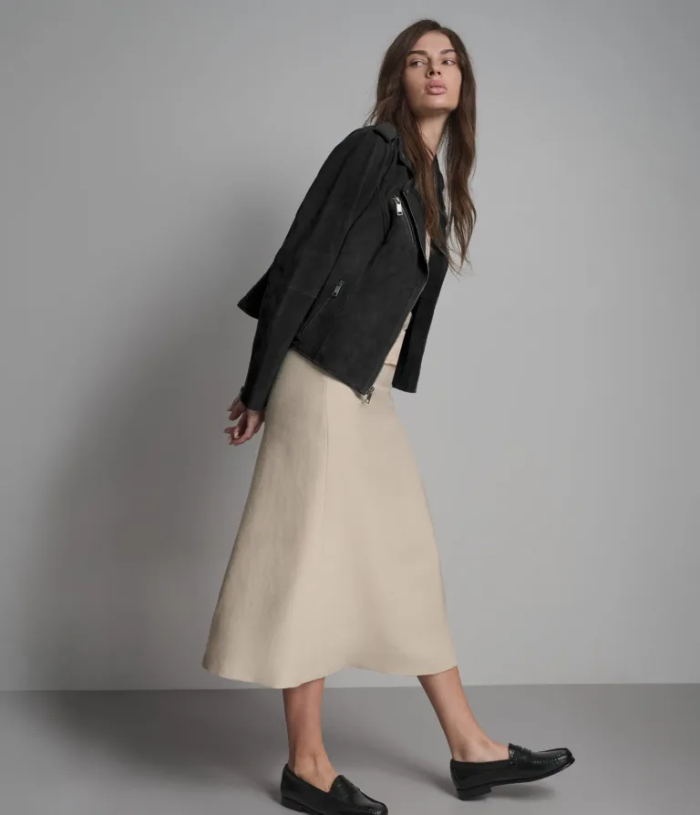 Madeline Suede Quilted Moto Jacket in Black, official Wilsons Leather product photo 4