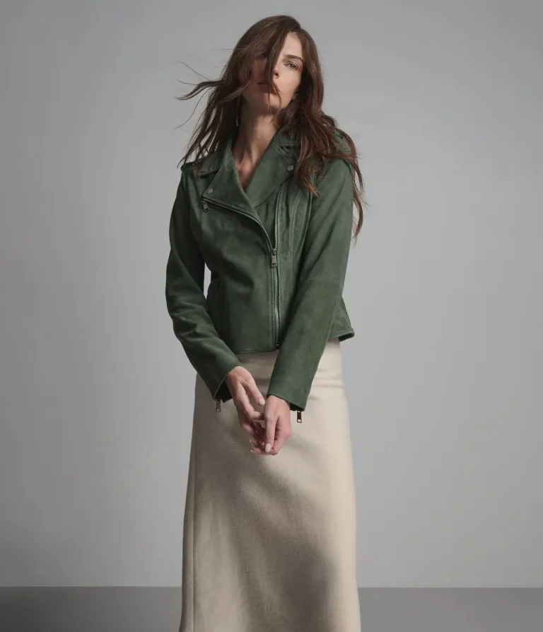 Madeline Suede Quilted Moto Jacket, official Wilsons Leather product photo 1