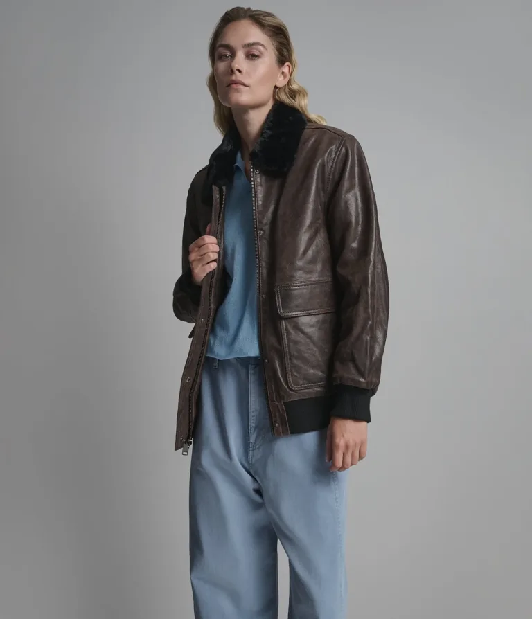Everleigh Faux Fur Lined Bomber Jacket in Wine, official Wilsons Leather product photo 6