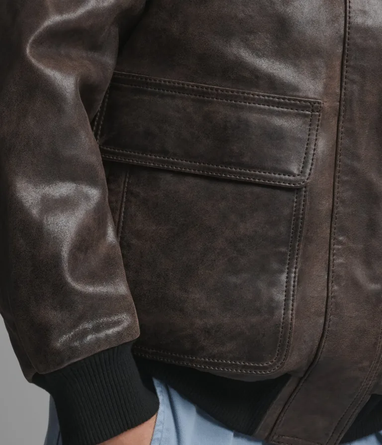 Everleigh Faux Fur Lined Bomber Jacket in Wine, official Wilsons Leather product photo 9