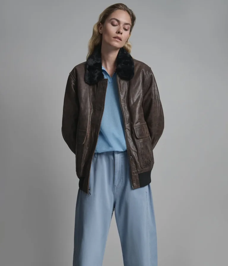 Everleigh Faux Fur Lined Bomber Jacket in Wine, official Wilsons Leather product photo 4