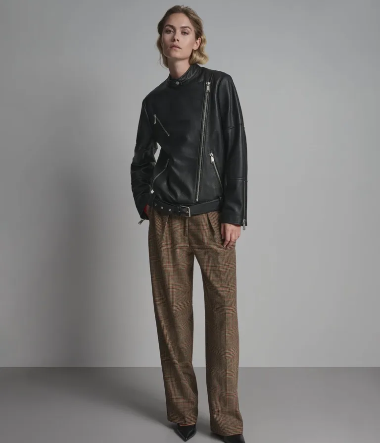 Miley Oversized Leather Moto Jacket in Black, official Wilsons Leather product photo 6