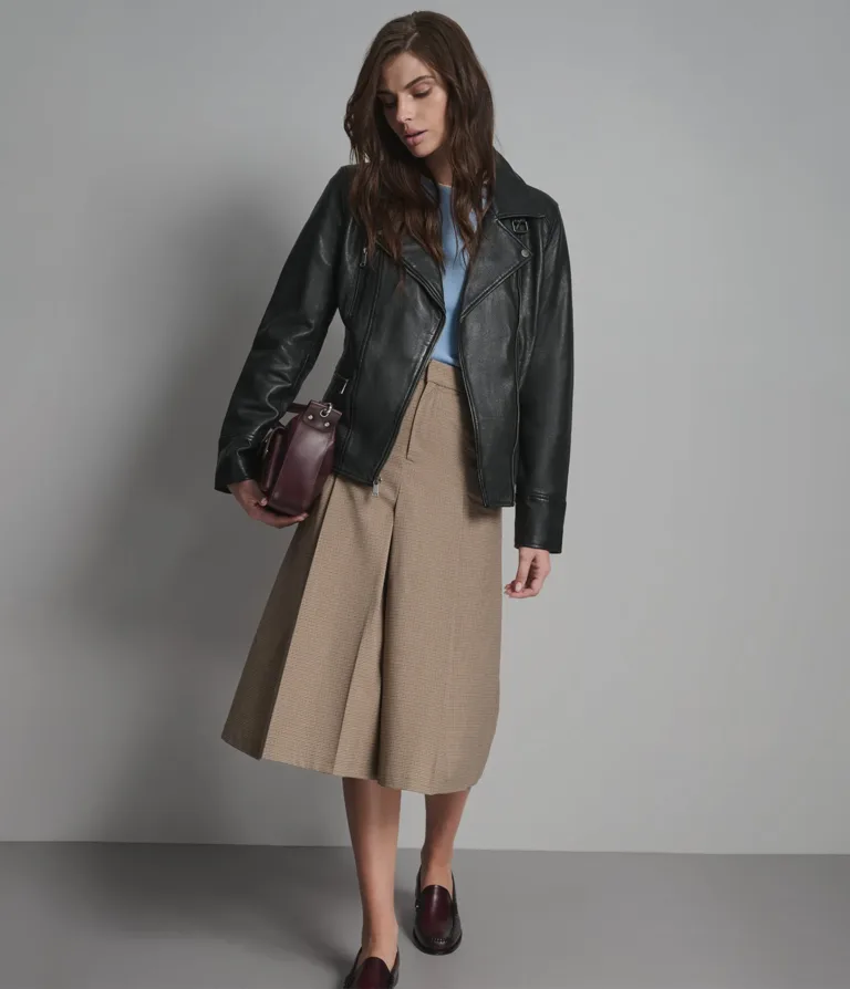 Marissa Asymmetric Leather Moto Jacket in Black, official Wilsons Leather product photo 4