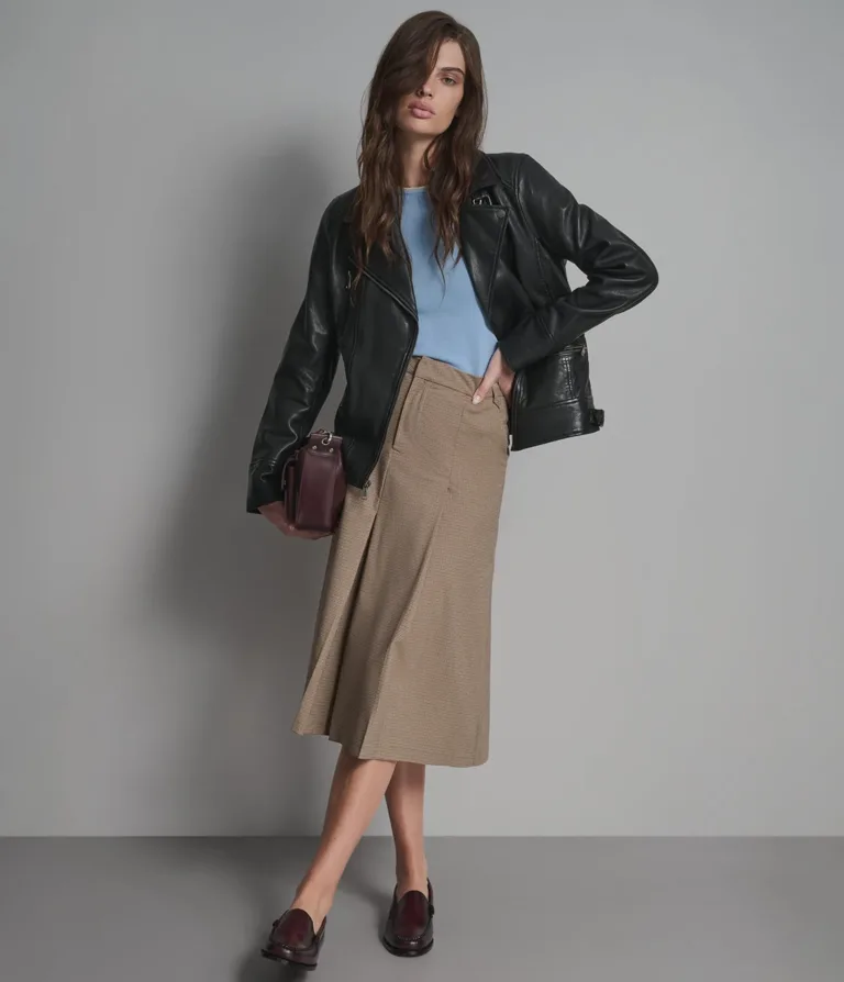 Marissa Asymmetric Leather Moto Jacket in Black, official Wilsons Leather product photo 3