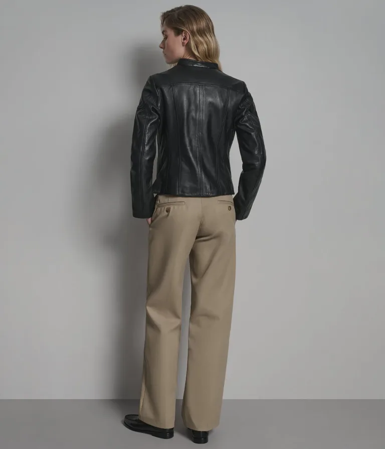Caitlin Leather Scuba Jacket in Black, official Wilsons Leather product photo 3