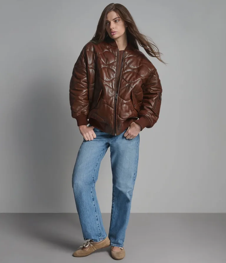 Jenna Quilted Oversized Bomber, official Wilsons Leather product photo 1