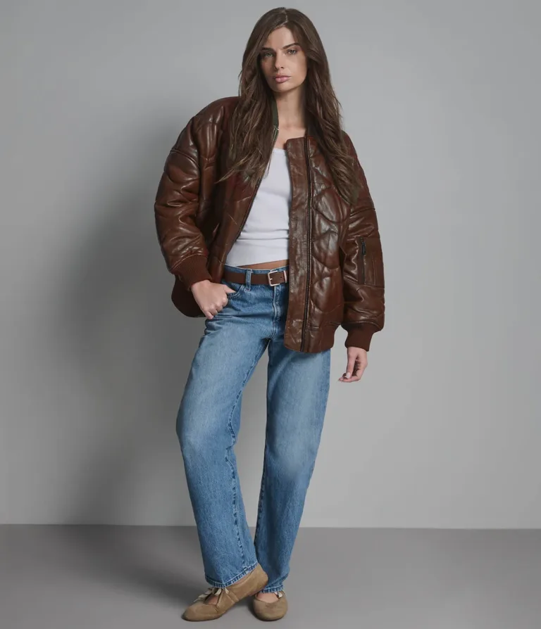 Jenna Quilted Oversized Bomber, official Wilsons Leather product photo 4