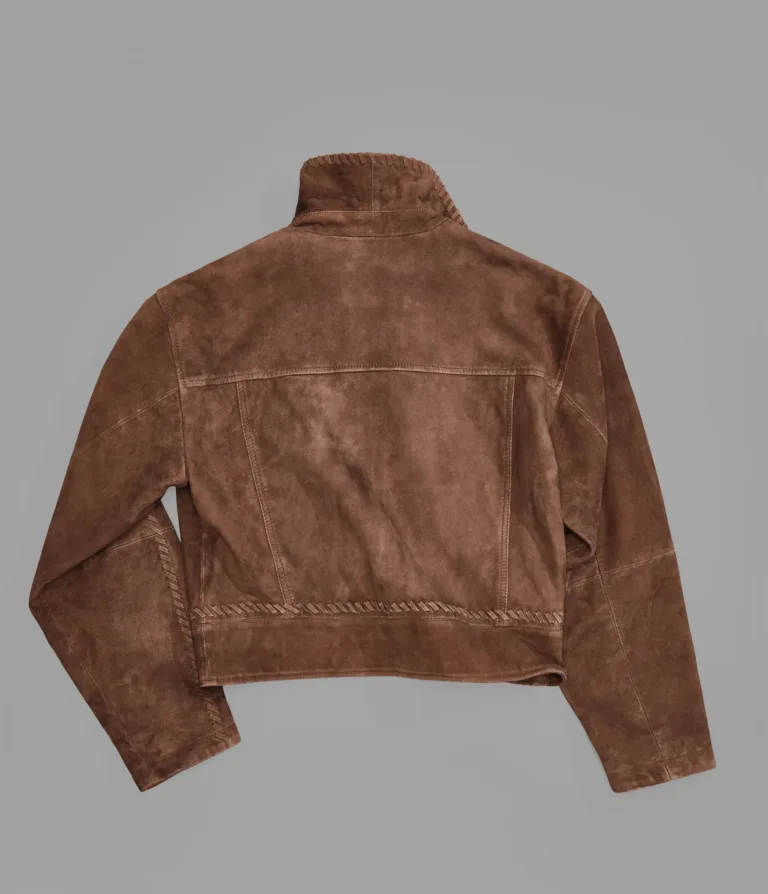 Vivianne Lightweight Suede Trucker Jacket in Cognac, official Wilsons Leather product photo 4