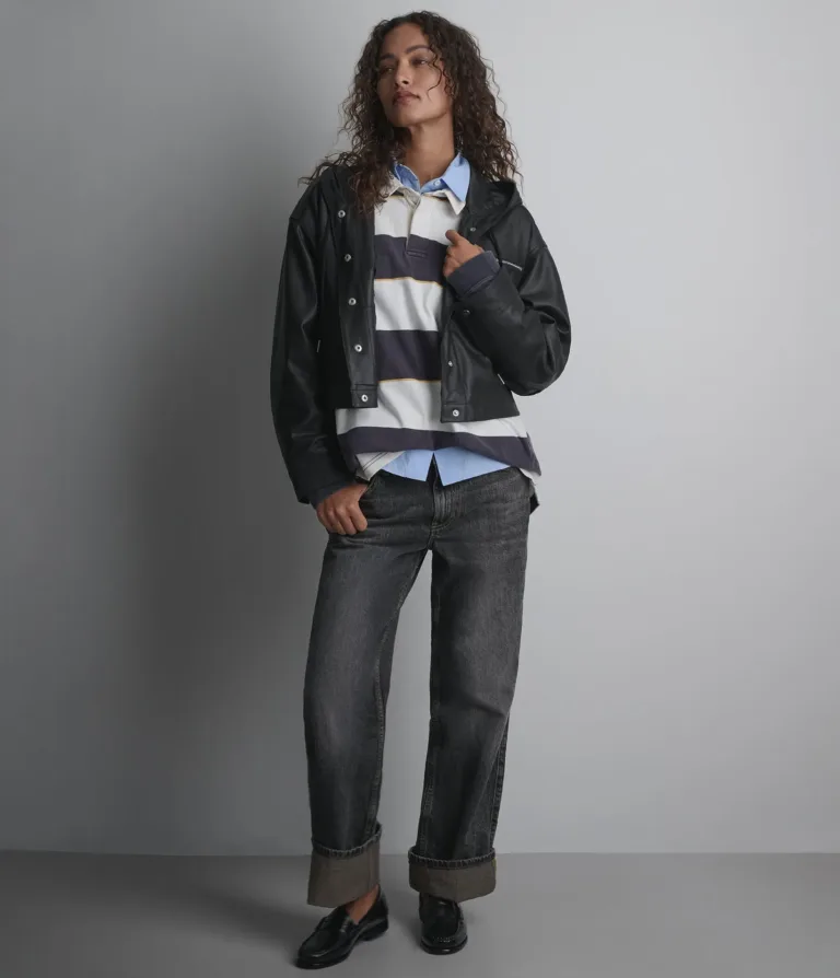 Belle Cropped Lightweight Hooded Jacket in Black, official Wilsons Leather product photo 7