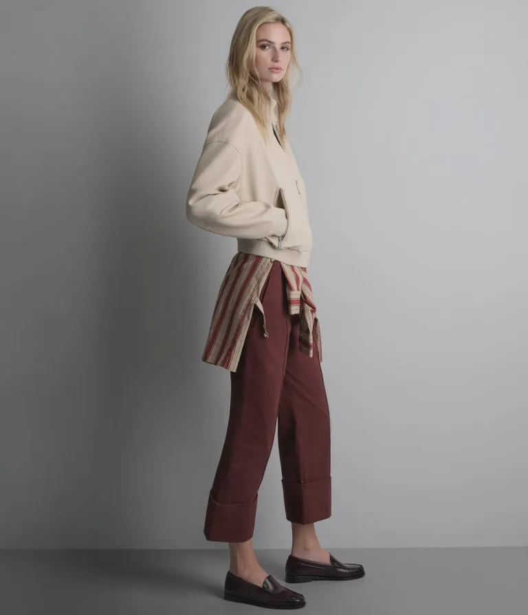 Twila Cropped Leather Bomber Jacket in Cream, official Wilsons Leather product photo 6