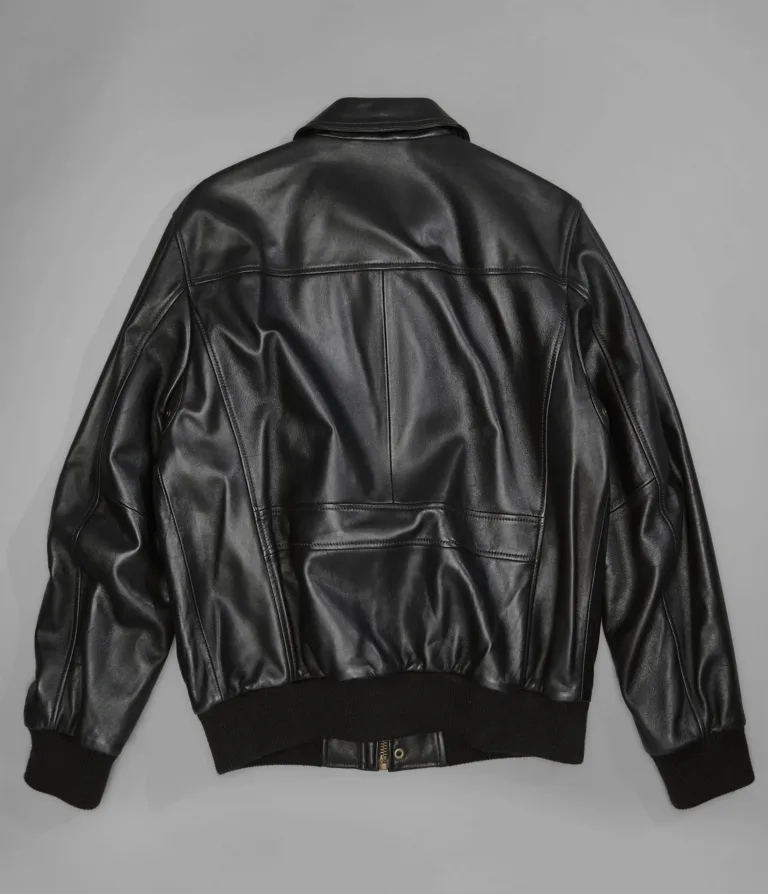 Wilsons Leather Chris Brown leather bomber jacket back view
