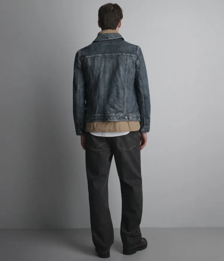 Wilsons Leather Chase Denim leather jacket back view