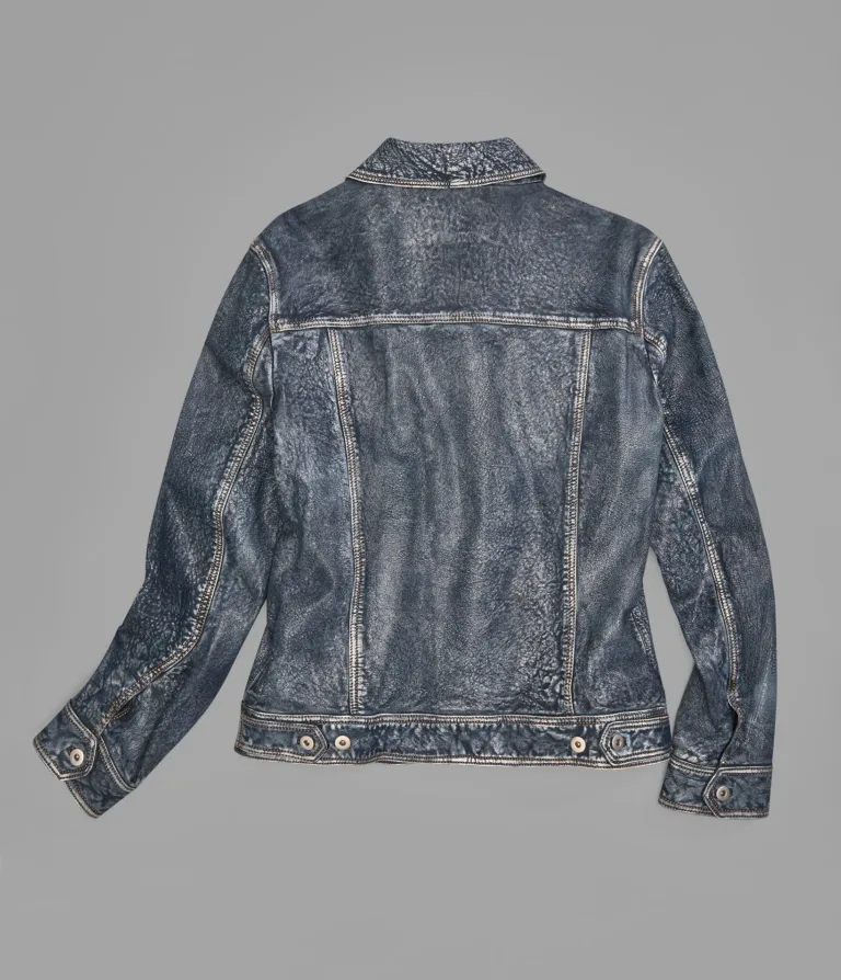 Wilsons Leather Chase Denim leather jacket alternate back view