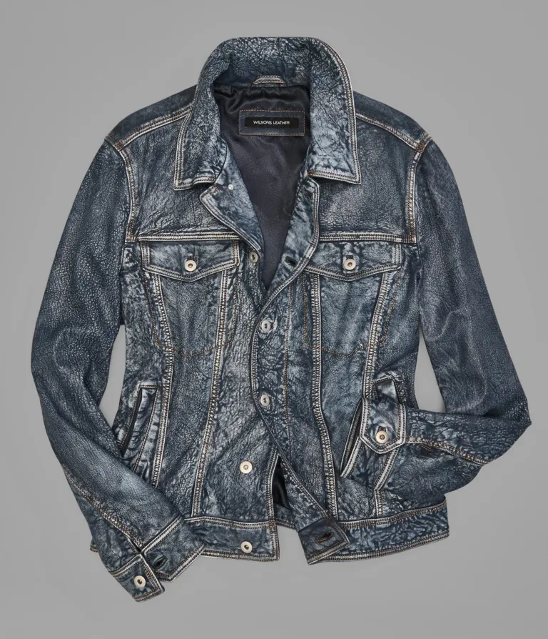 Wilsons Leather Chase Denim leather jacket alternate front view