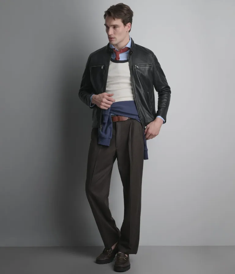 Wilsons Leather Lance Black collarless moto jacket alternate view 2