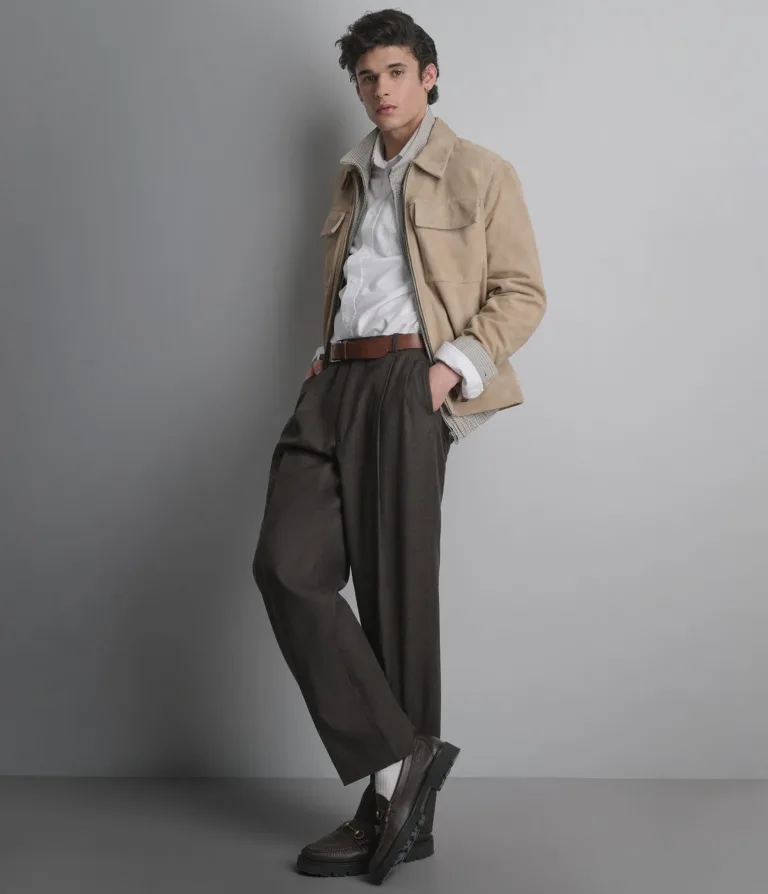 Wilsons Leather Banks Sand suede shirt jacket alternate view