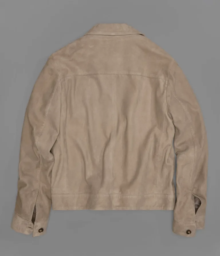 Wilsons Leather Banks Sand suede shirt jacket back view