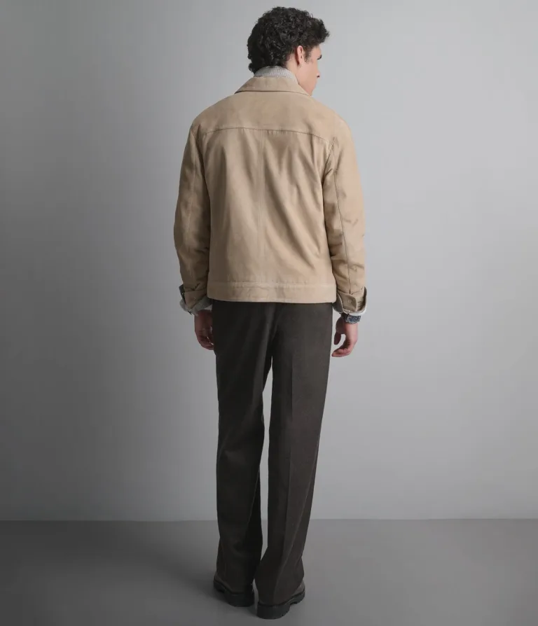 Wilsons Leather Banks Sand suede shirt jacket back detail