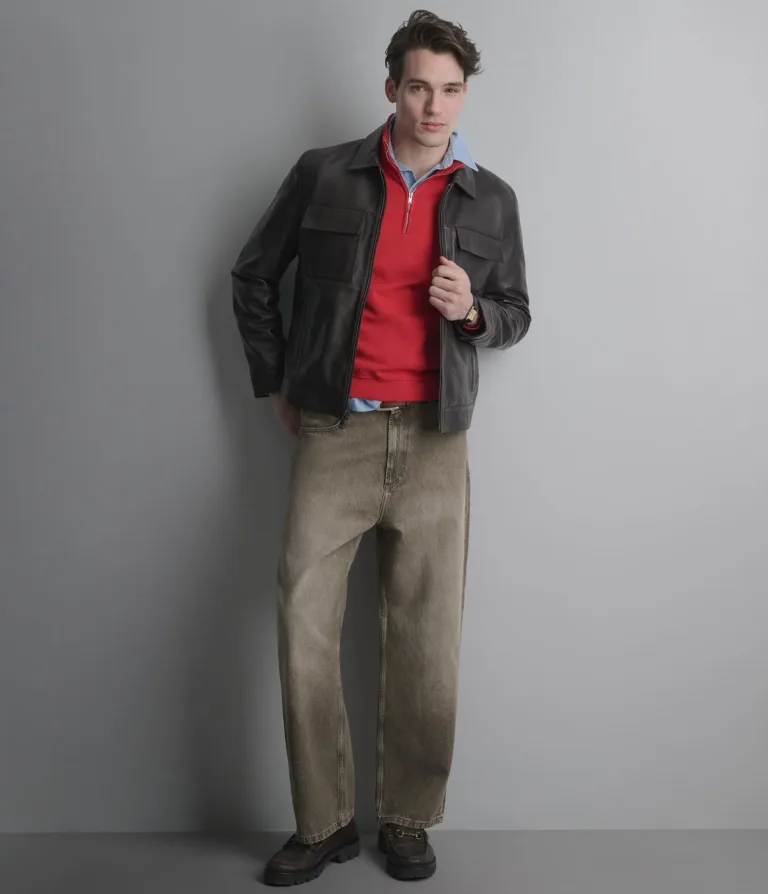 Wilsons Leather Emerson Brown zip shirt jacket product view