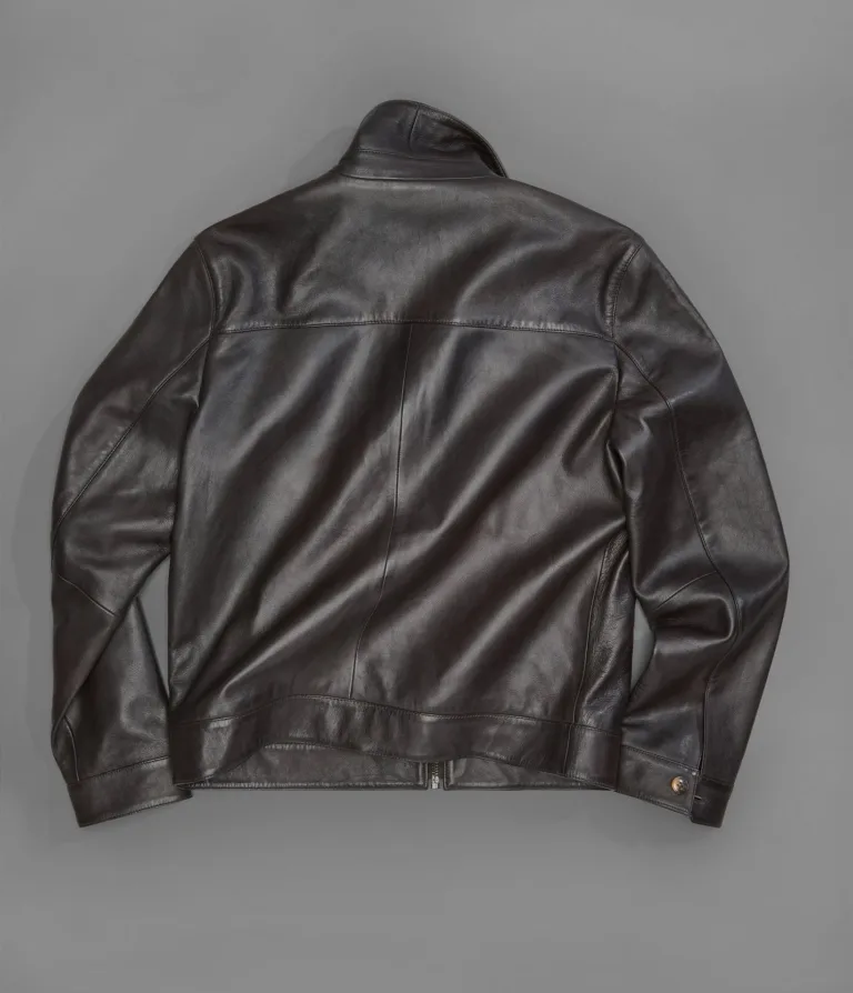 Wilsons Leather Emerson Brown zip shirt jacket alternate back view
