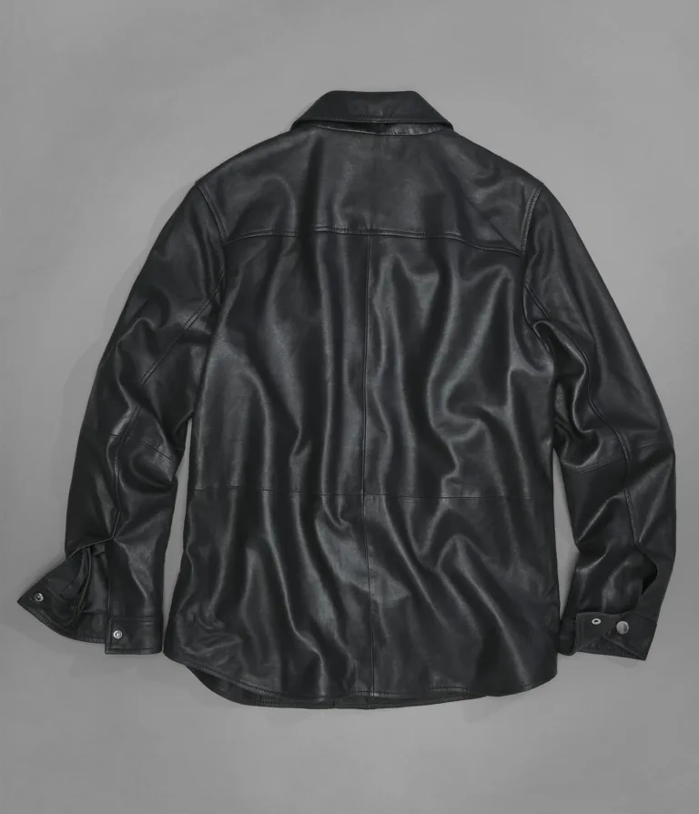 Wilsons Leather Wren Black leather shirt jacket back view