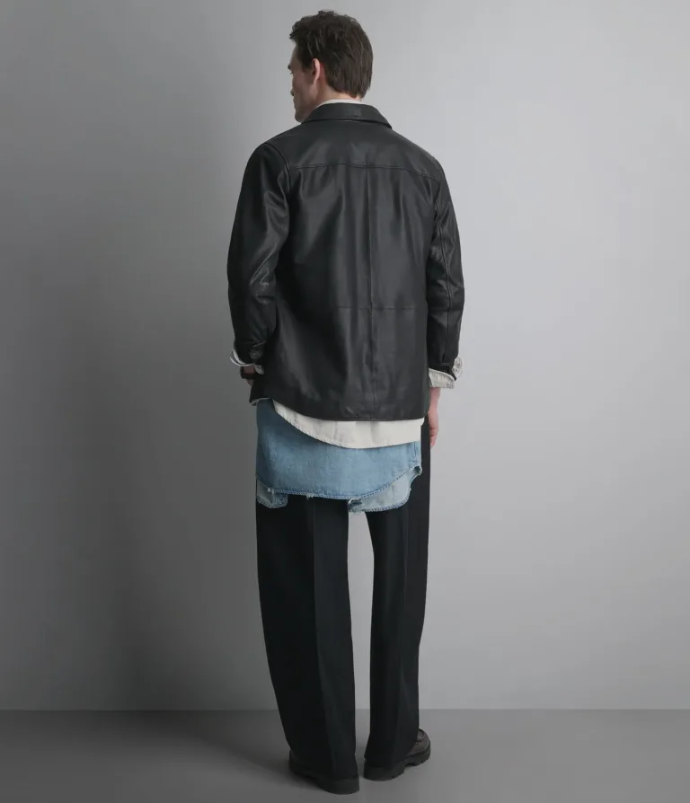 Wilsons Leather Wren Black leather shirt jacket back detail