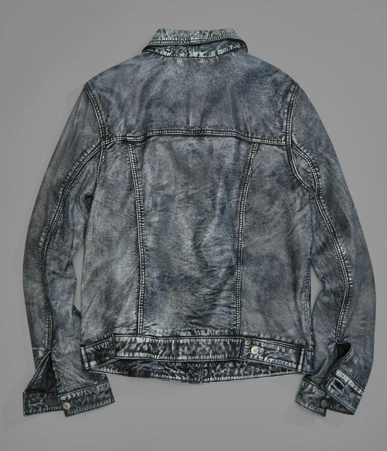 Addison Leather Denim Jacket in Blue, official Wilsons Leather product photo 4