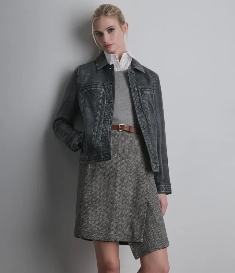 Addison Leather Denim Jacket in Jet Black, official Wilsons Leather product photo 1