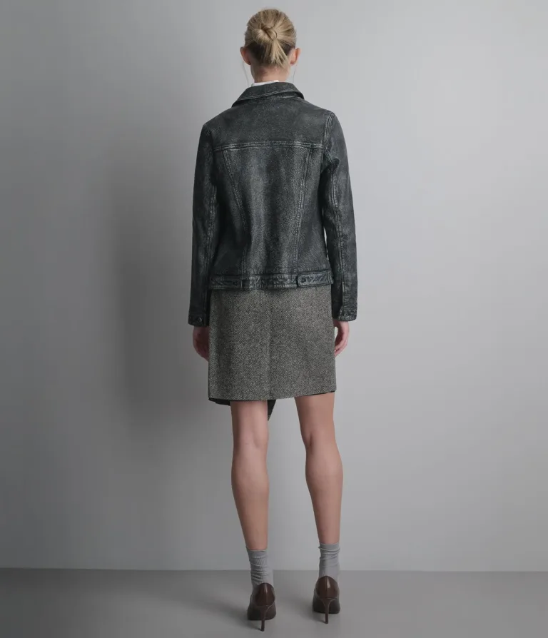 Addison Leather Denim Jacket in Jet Black, official Wilsons Leather product photo 5