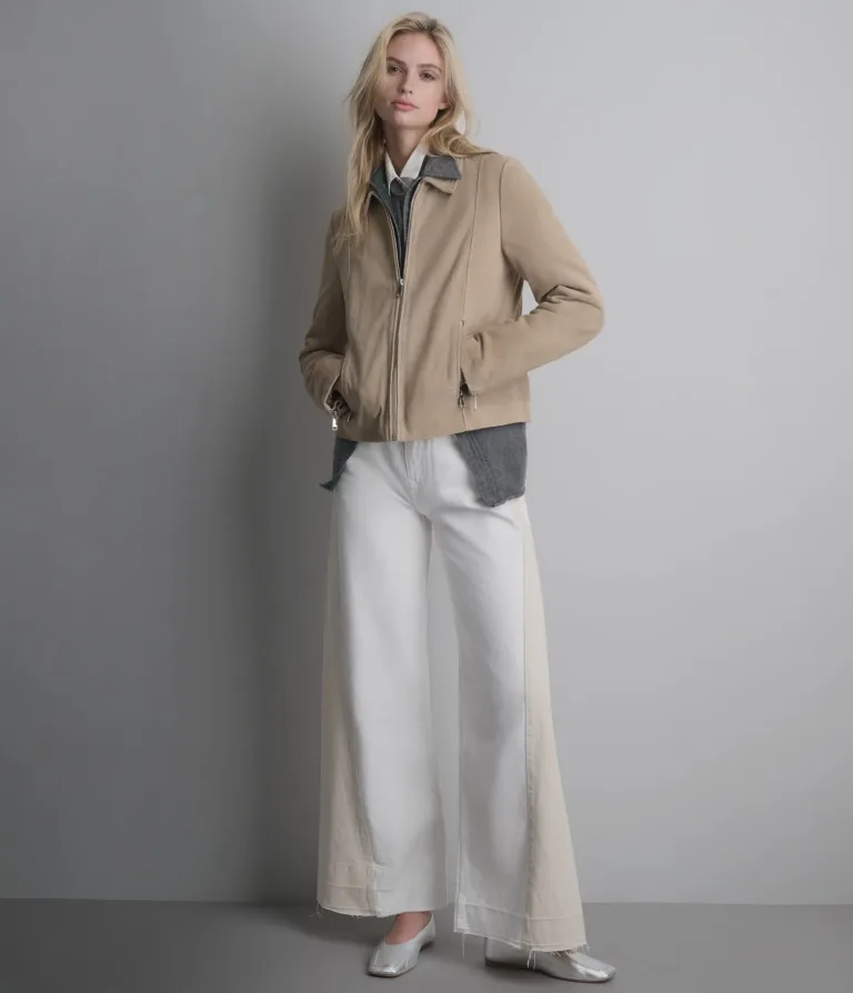Monty Shirt Collar Zip Jacket in Sand, official Wilsons Leather product photo 2