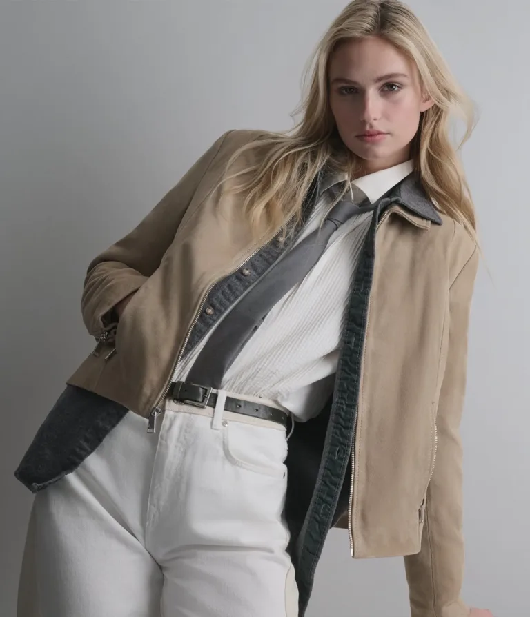 Monty Shirt Collar Zip Jacket in Sand, official Wilsons Leather product photo 8