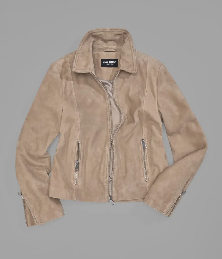 Monty Shirt Collar Zip Jacket in Sand, official Wilsons Leather product photo 3