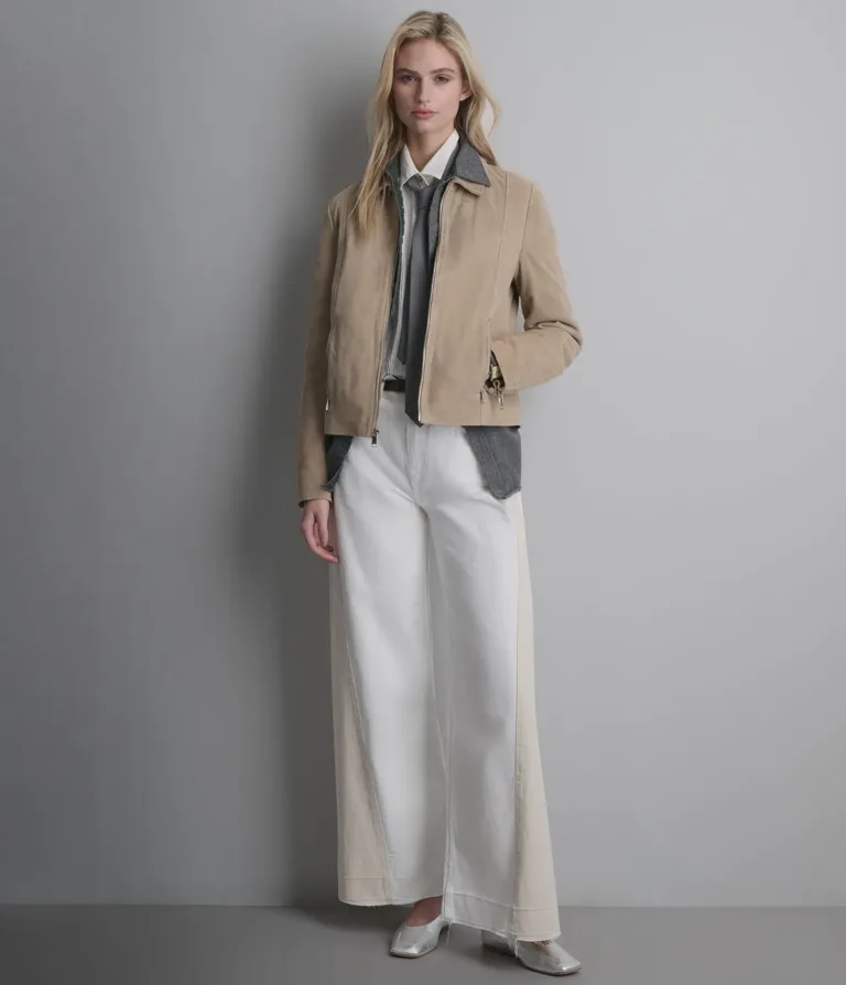 Monty Shirt Collar Zip Jacket in Sand, official Wilsons Leather product photo 5
